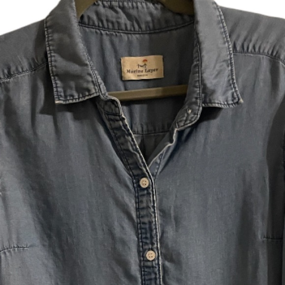 Marine Layer Farrah Long Sleeve Chambray Shirt Dress. Size Medium - Picture 8 of 8